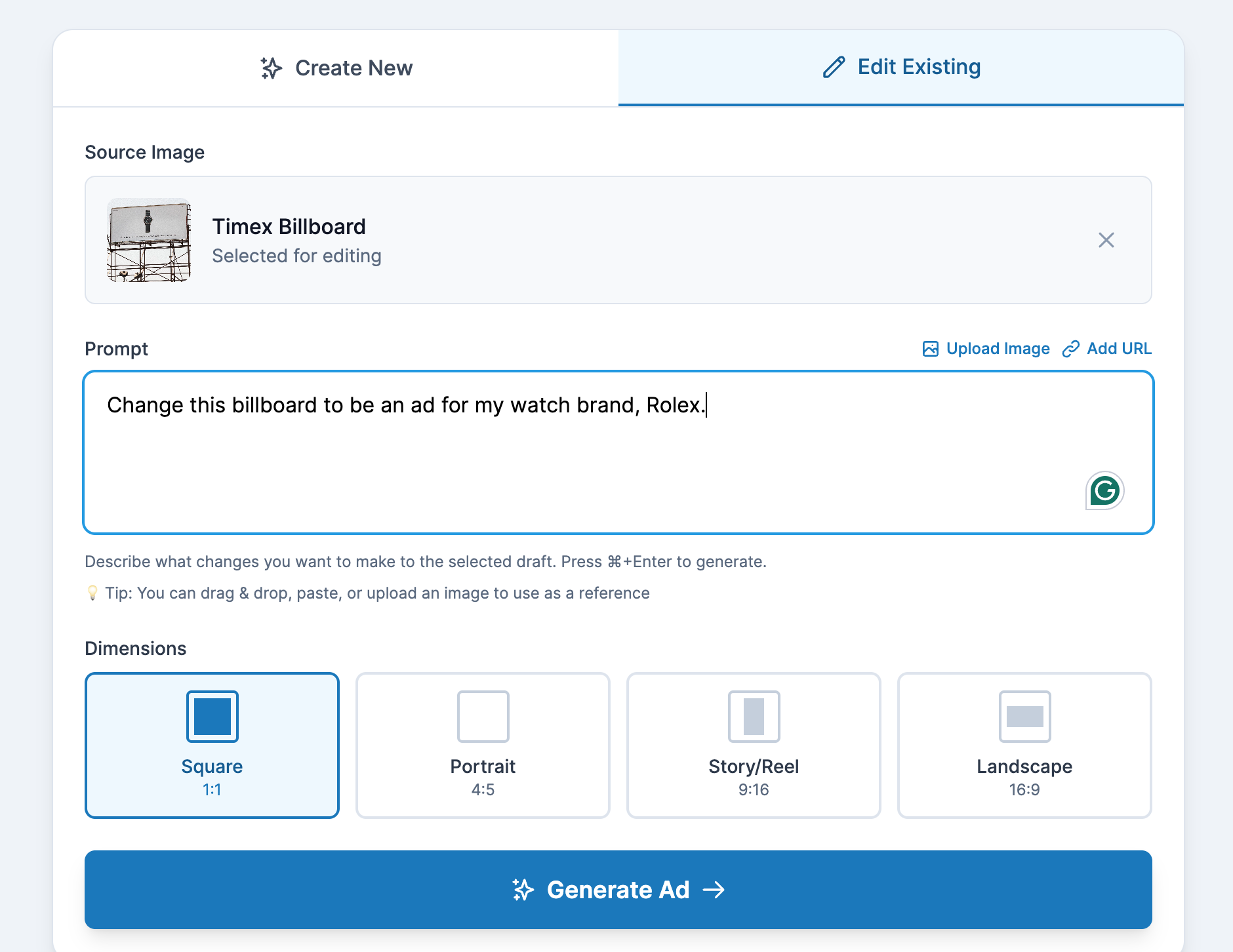 SwipeWell AI Remix generating copy variations from a saved swipe.